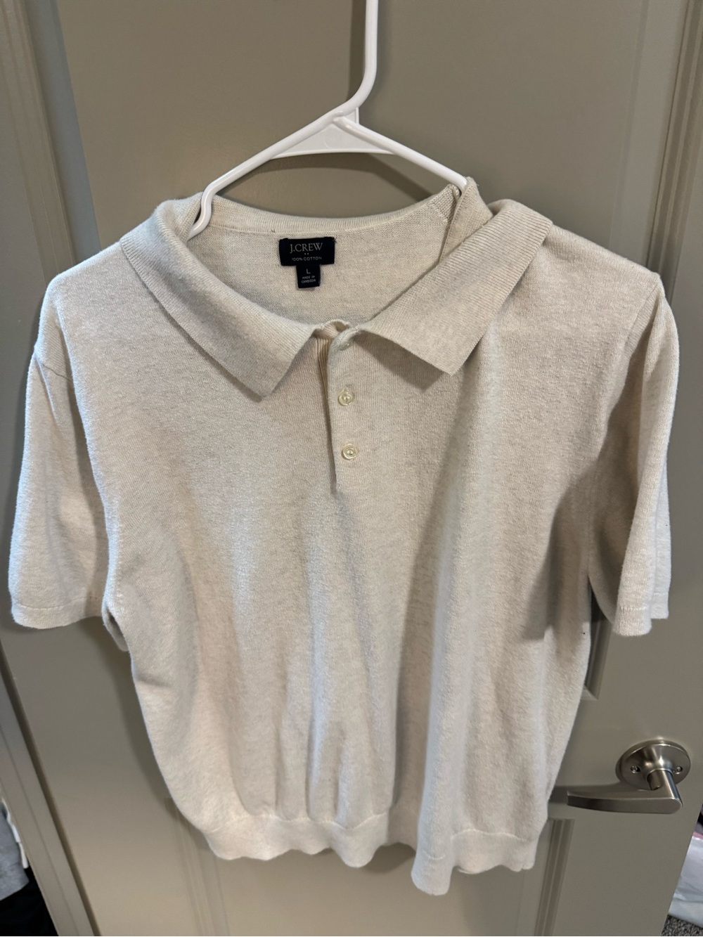 J. Crew Men’s Cream Short-Sleeve Polo